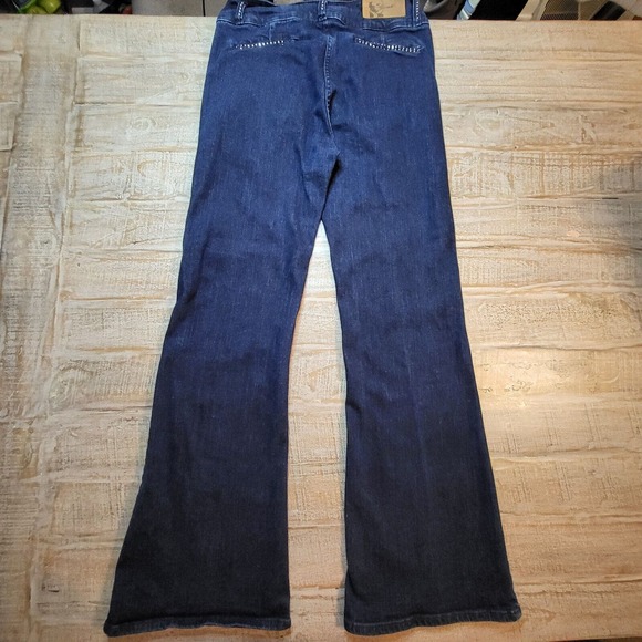 Ferrah Jeans Women 34 Blue Denim Flared Bell Bottom Stretch Wide Leg - Picture 8 of 10